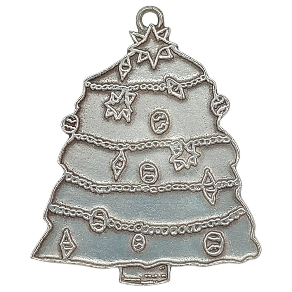 Fischer Pewter Christmas Tree Ornament Sycamore Pewtersmith 1988 Evergreen VA - Picture 3 of 6